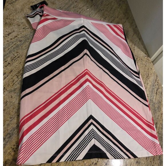 New! New York & Company Dress Pink Black Women's M Chevron Sleeveless Sheath NWT - Picture 14 of 15